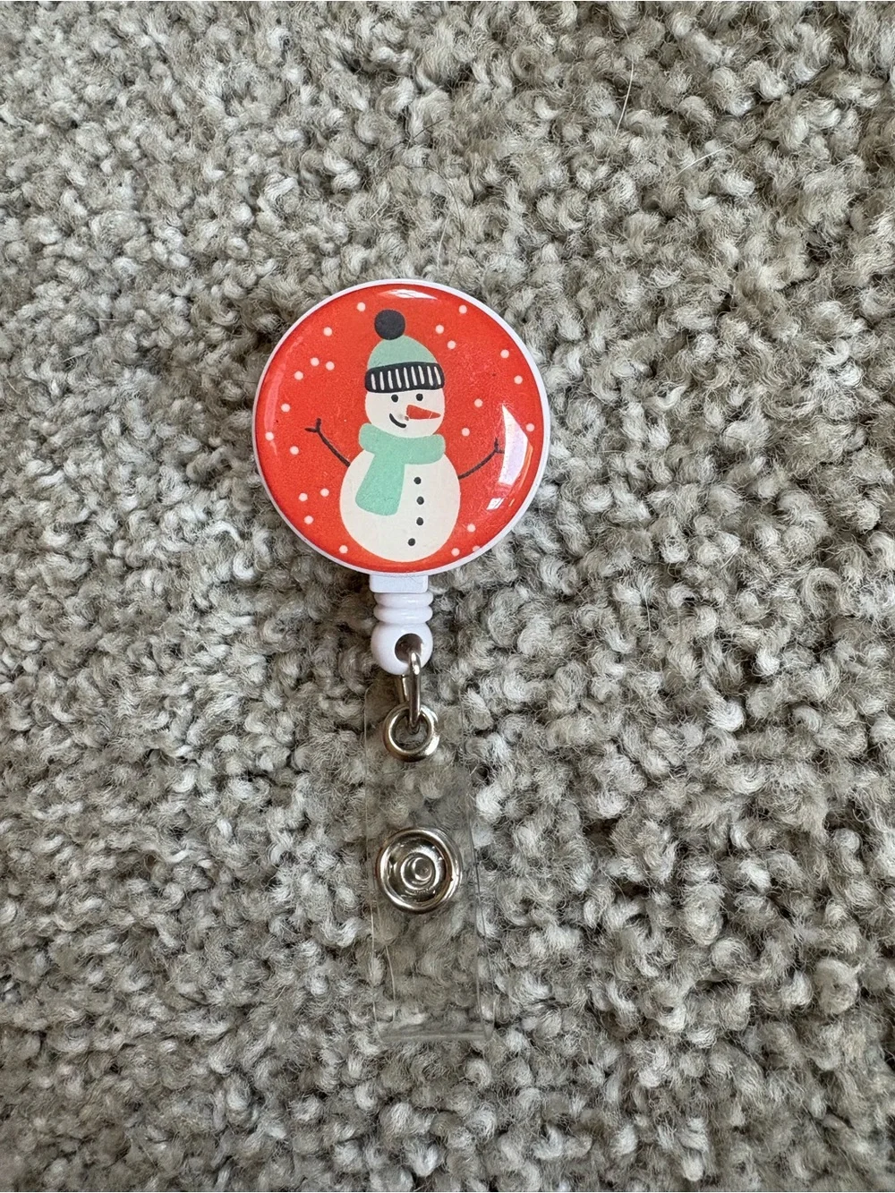 Holiday Snowman Badge Reel - Red and Mint